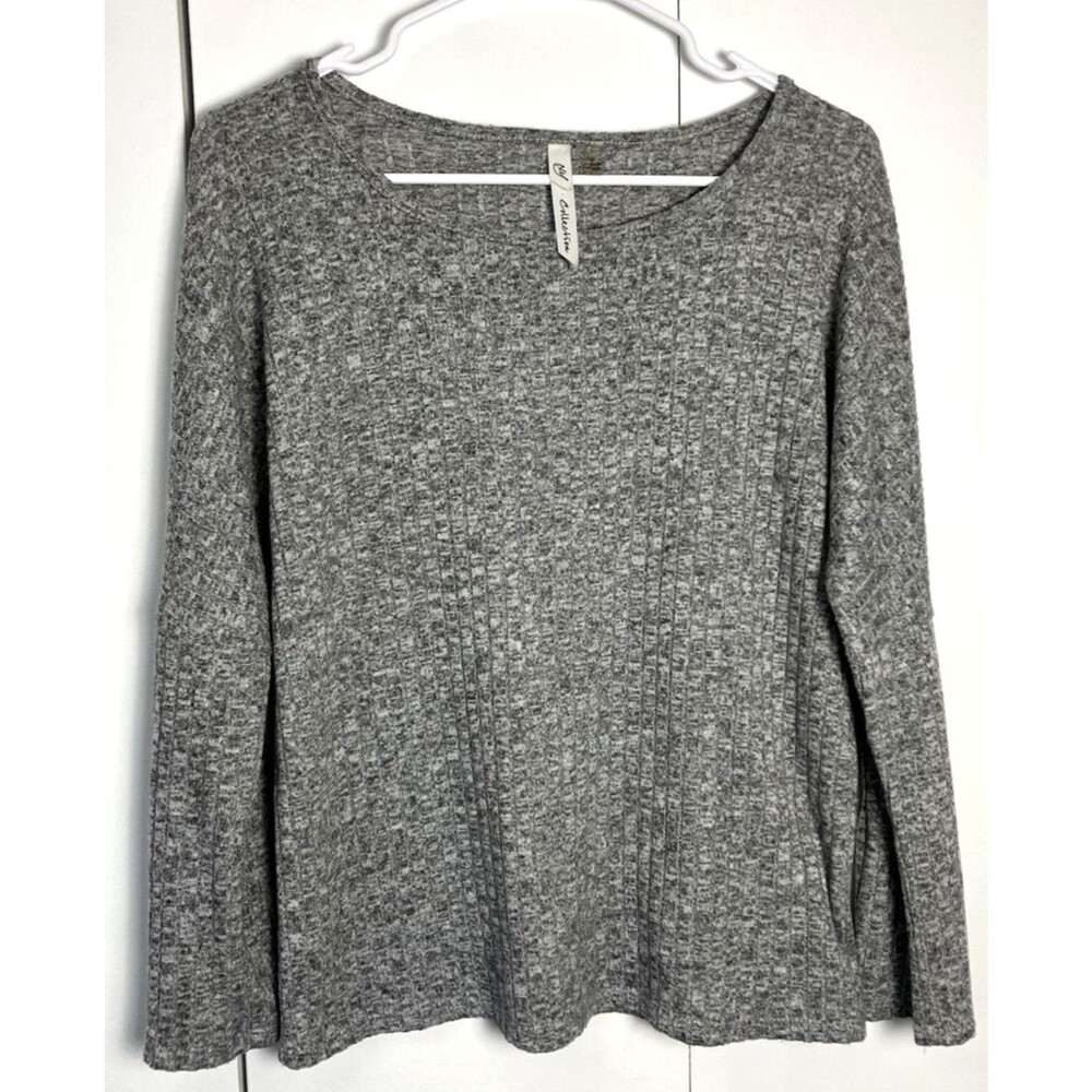 NEW YORK & COMPANY  Womens Ribbed Knit Gray Sweater Size Small